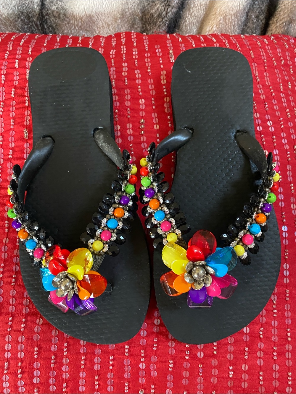Simone Herrera Embellished Flip Flops NWOT